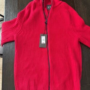 Armani Exchange Red Zip-Up Sweater